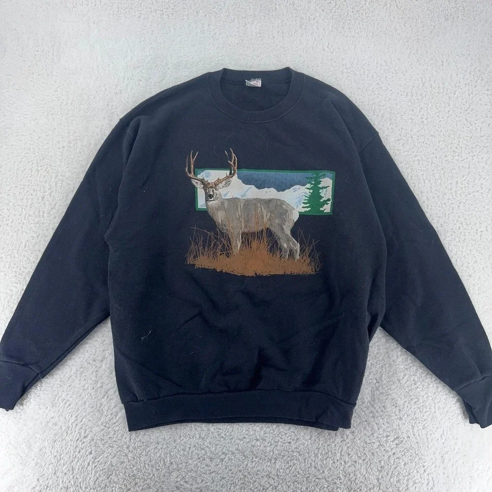 Vintage Deer Wildlife Sweatshirt Mens Large Nature‎ Crewneck Buck Outdoors 90s